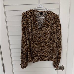 Current Air Brown Leopard Print Blouse